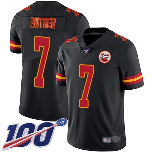 Youth Kansas City Chiefs 7 Butker Harrison Limited Black Rush Vapor Untouchable 100th Season Football Nike NFL Jersey